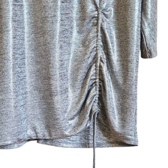 Chico's Travelers Stretchy Blouse Shiny Silver 3/4 Sleeve Women's 1 ( Medium ) - Picture 4 of 8